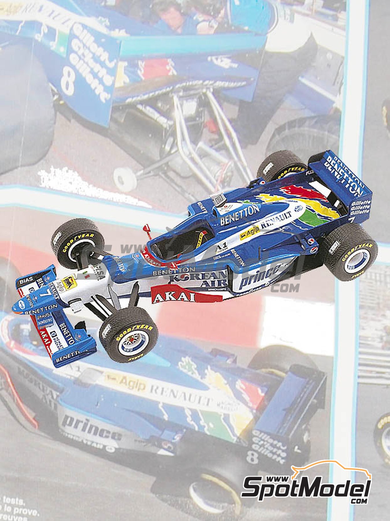 Benetton Renault B197 Benetton Formula Ltd Team sponsored by Korean Air -  Monaco Formula 1 Grand Prix 1997. Car scale model kit in 1/43 scale manufact